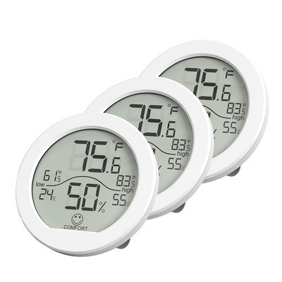 Digital Hygrometer 3 Pack White LCD with Max and Min Records Room Thermometer