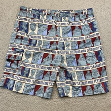 Platinum Fubu Board Shorts Mens Large Multicolor Graphic Cartoon Hip Hop 2000s