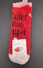 Happy Valentine's Day Cuter than cupid Crew Socks 1 Pair Size 4-10 New