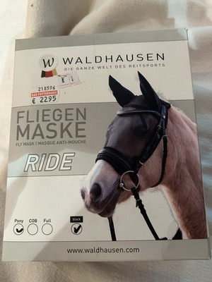 Waldhausen Fliegenmaske Ride Schwarz PON   Fliegenschutz Reiten Pony Luftdurchlä
