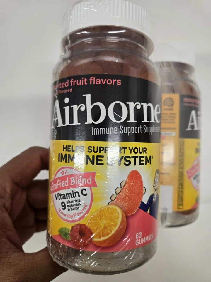 AIRBORNE GUMMIES 63 COUNT ASSORTED FRUIT FLAVORS 02/2026 2ea pack - Image 2 of 4