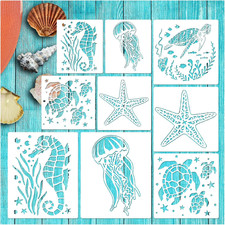 9pcs Ocean Stencils Large Sea Turtle Stencils for Painting Seahorse Stencil