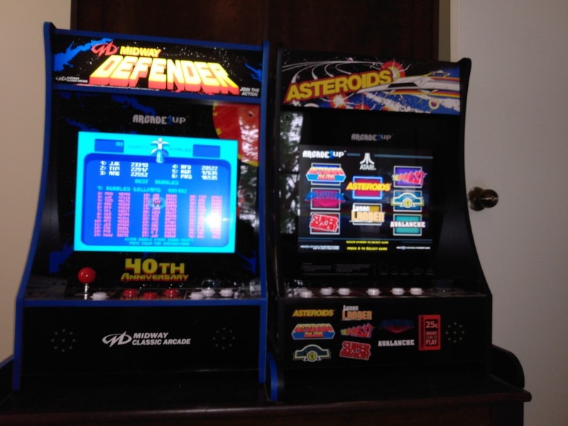 2 Arcade1UP Partycade Machines, Defender and Asteroids