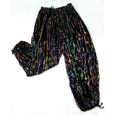 Vintage Inconnection Metallic Stripe Tie Dye Drawstring Lounge Genie Pants OS