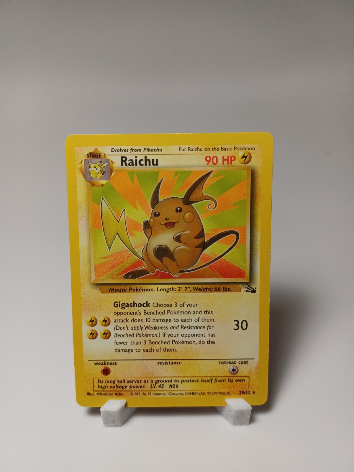 Raichu 29/62 Rare Pokemon TCG Card Fossil 1st Edition - HP Dmg - Lightly Played