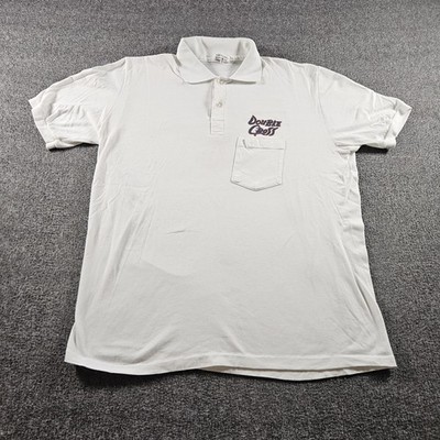 Vintage Stedman Polo Shirt Mens XL White Double Cross Offshore Racing Team 80s
