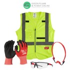 Milwaukee PPE Kit Hi-Viz Vest - Safety Glasses - Ear Defenders - Cut A Gloves