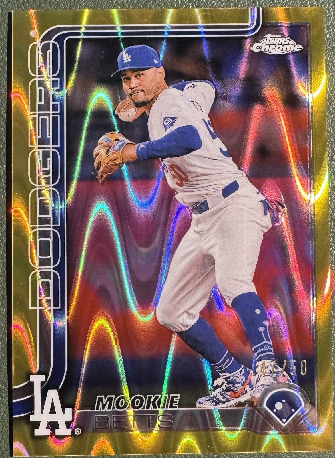 2025 Topps Chrome Mookie Betts Gold Ray Wave #47/50 Dodgers #50