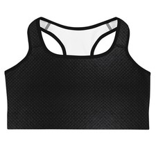 Black on Black Raised Star Sports Bra