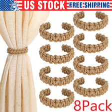 8X Twist Curtain Buckles Jute Braided Curtain Tie Rope Tieback Holder Clips US