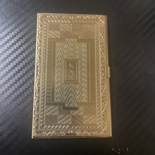 Vintage Gold Toned Business Card Holder Stamped Korea