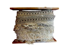 Antique House of Mansure Cotton Fringe Black Cream Trim  22 Yards New Old Stock