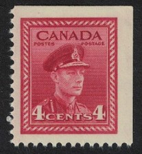 King George VI in Military Uniform Booklet stamp T2 Canada 1942 MNH SG#380p