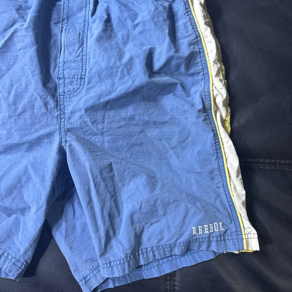 Pantalones Cortos de Natación Reebok Para Hombre De Colección Azul Blanco Rayas Cintura Elástica Exterior Medianos Foto 4 de 4