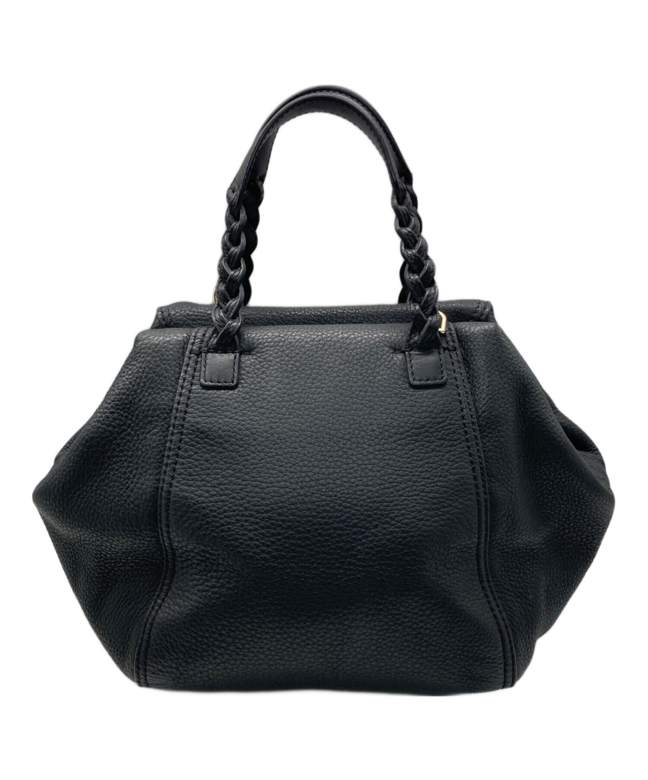 Tory Burch Small Half Moon Satchel Bag Leather Black Women Used Authentic thumbnail 2