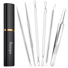 Pimple Popper Tool Kit - 6 Pcs Blackhead Remover Comedone Extractor Tool Kit ...