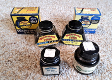 Vintage Pen and Stamp Ink Bottles, Waterman's, Stanford, Carter's Lot of 4
