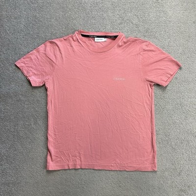 CALVIN KLEIN Damen T Shirt Kurzarm Gr M Designer Classic Logo 1711 Rosa