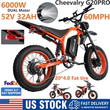 6000W Dual Motor 52V 32AH Electric Dirt Bike Off-road Electric Motorcycle Adults