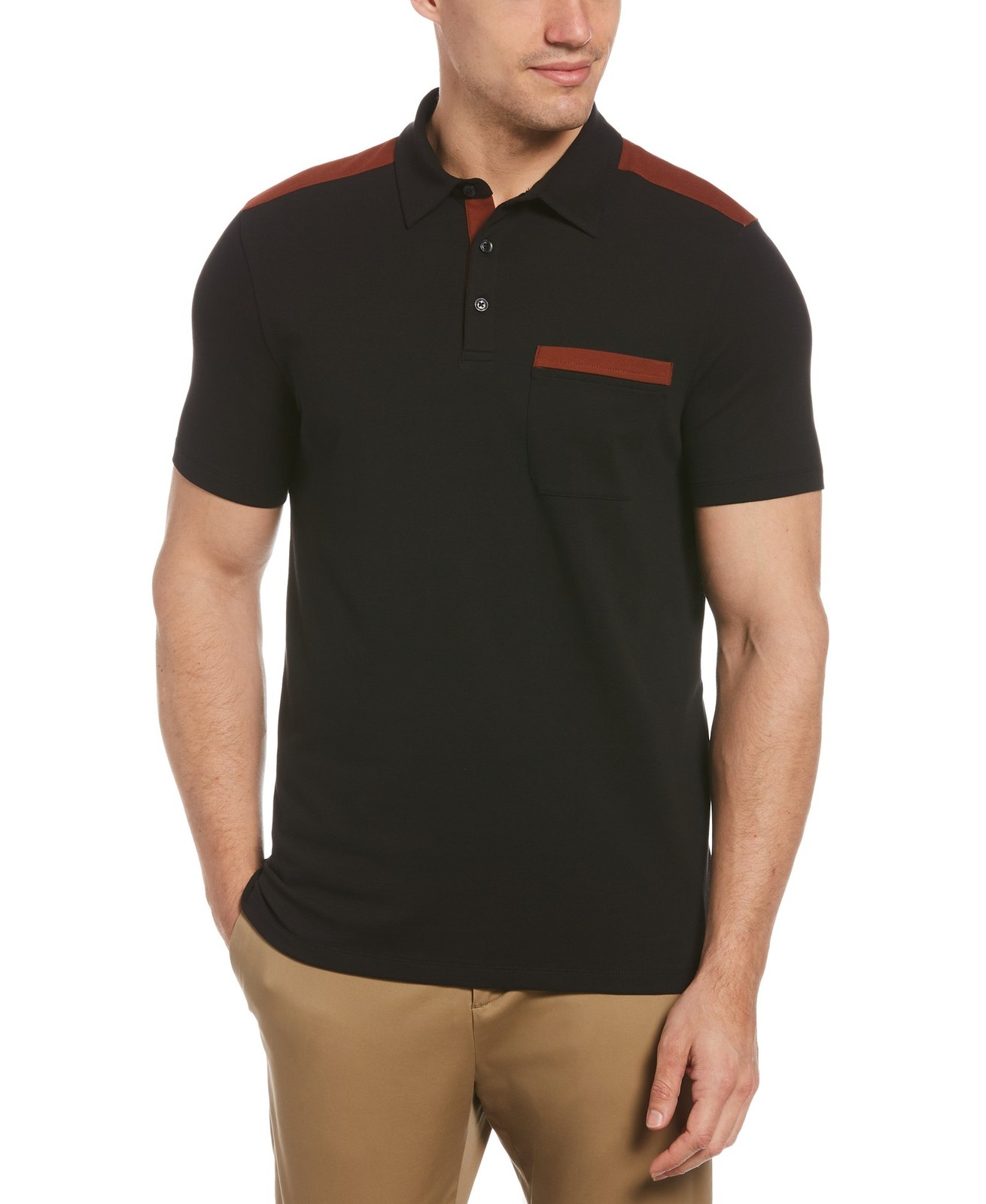 Perry Ellis Mens Ultra Soft Touch Short Sleeve Polo Shirt Black Small 5790₽