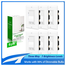 6PK 3-Way Dimmer Switch for Halogen/Incandescent 600W Max Bulbs LED/CFL 300W Max