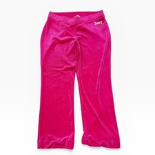 Juicy Couture Hot Pink Velour Rhinestone Wide Leg Track Pants Large Y2K Bling
