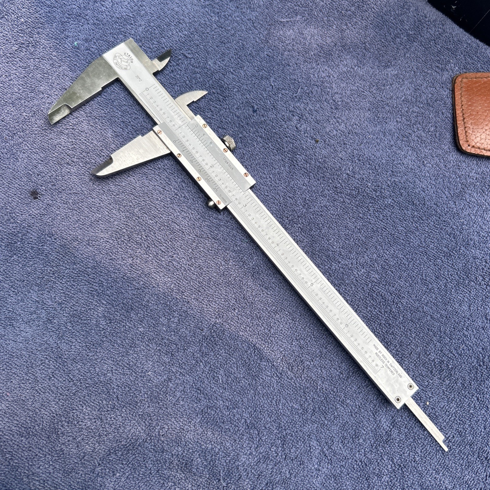Etalon Rolle Switzerland Caliper 7" 1/128 1/1000 MADE BY ROCH RUSTLESS TEMPERED