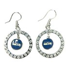 Seattle Seahawks Rhinestone Circle Drop Earrings