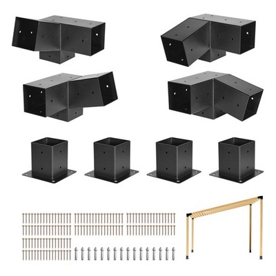 VEVOR 4x4'' Pergola Bracket Kit Inner 3.5x3.5 3-Way Slanted Brackets with Bases
