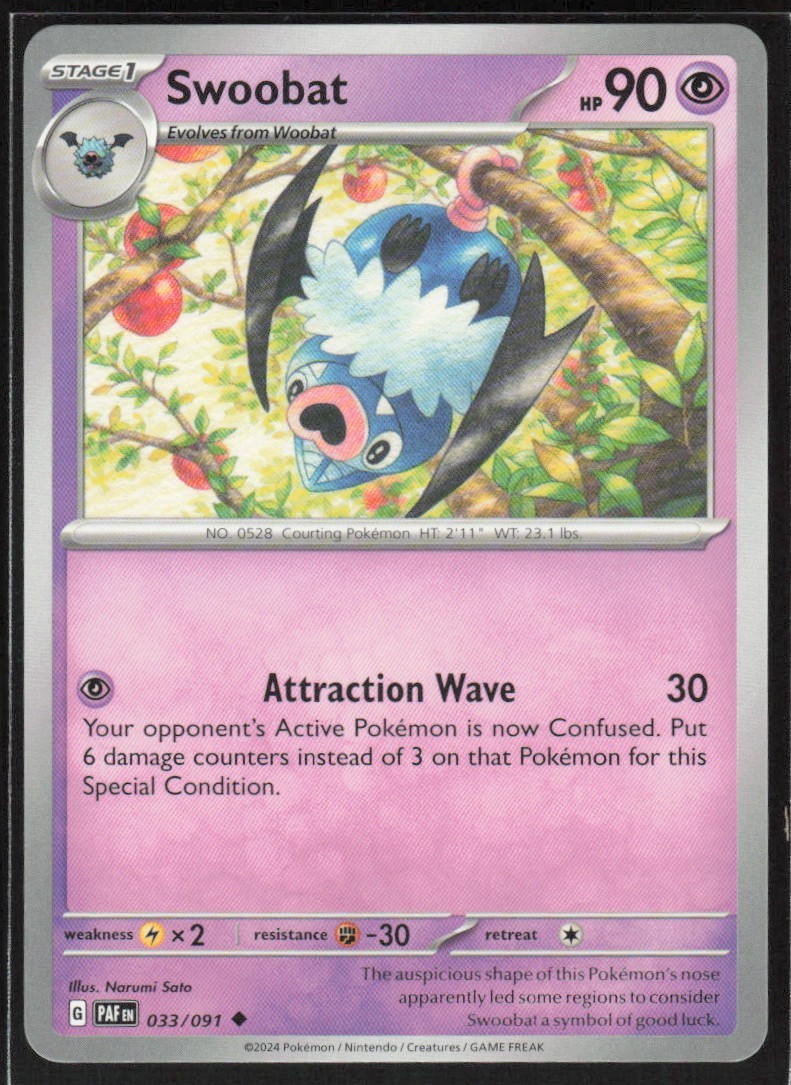 2024 Scarlet & Violet Series - Paldean Fates Swoobat Uncommon #33