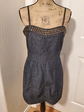 Twentyone Junior's Size L Blue Denim Studded Mini Sheath Dress