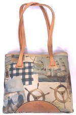 Vincent Van Gogh Purse Tote Medium Nautical Travel Theme Leather Trim