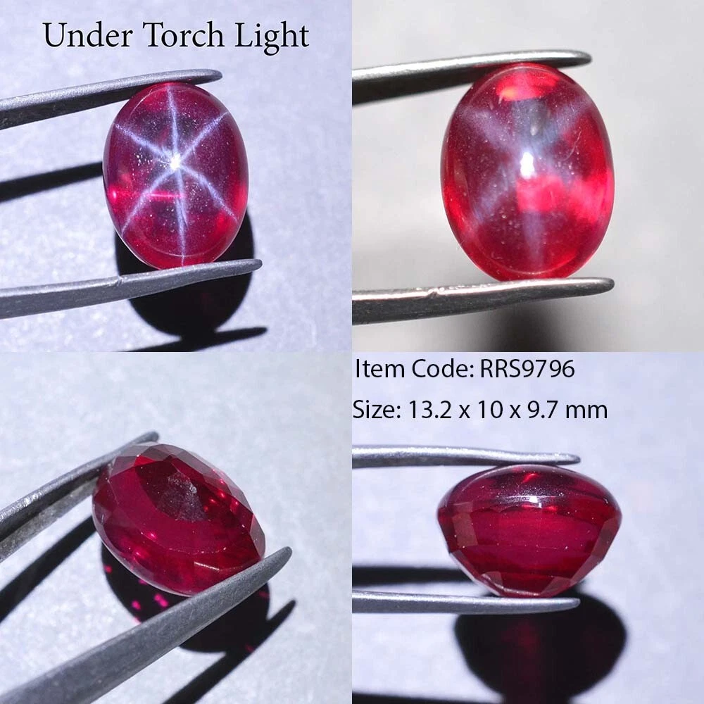 12.20 Ct 13.2x10 mm Ruby Star Sapphire 6 Rays Lab Created Corundum