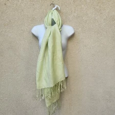 Pashmina Scarf Green Cashmere Silk Wrap Fringe Shawl 