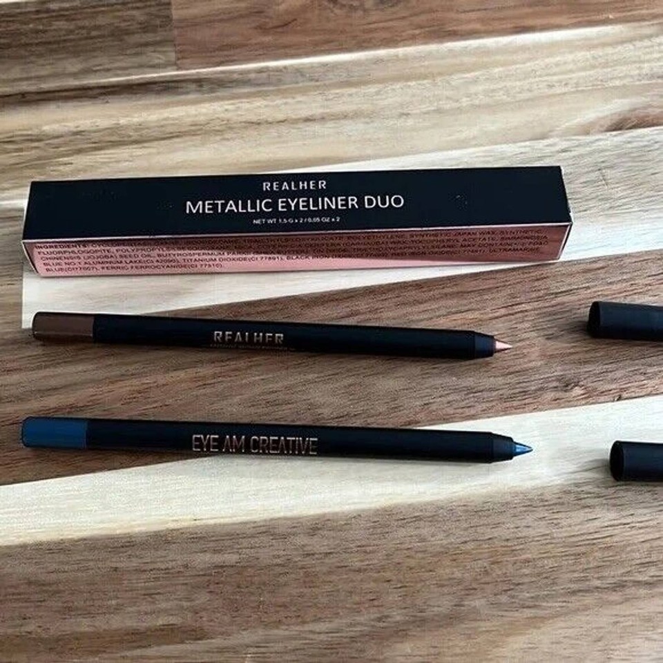 REALHER METALLIC EYELINER DUO Eye Am Creative Eye Am Resilient NIB Blue