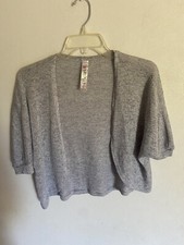 Girl’s Beautees Size Medium Grey Cardigan Over Throw Excellent Condition