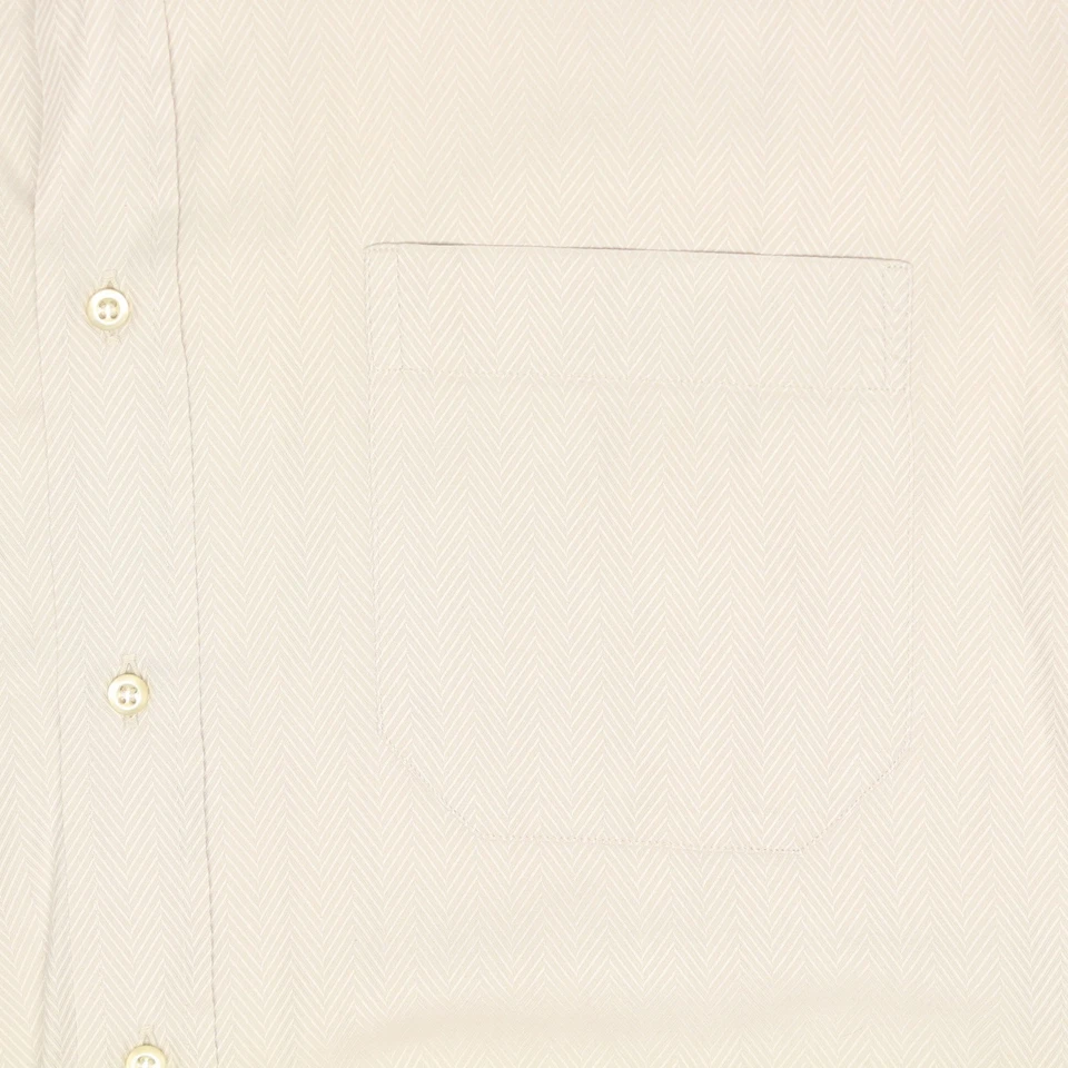 Camisa Corneliani Para Hombres 16 M Gris Claro Sólido Tejido Espiga Algodón Abotonado Foto 4 de 4