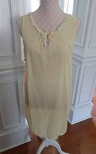 Vintage Berkliff Short Nightgown Yellow Sheer Nylon Lacy     Size L 38-40