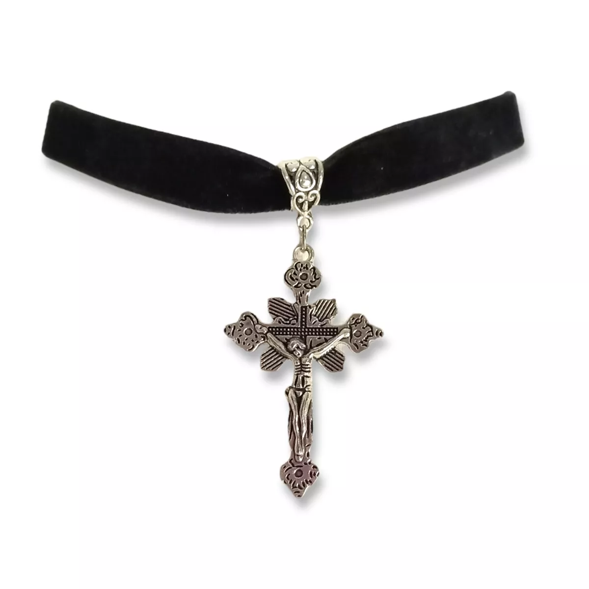 Silver shop cross choker