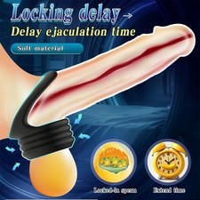 DUAL Ball-Scrotum-Ring-Penis Stretcher Enhancer Delay Ejaculation for Male Men