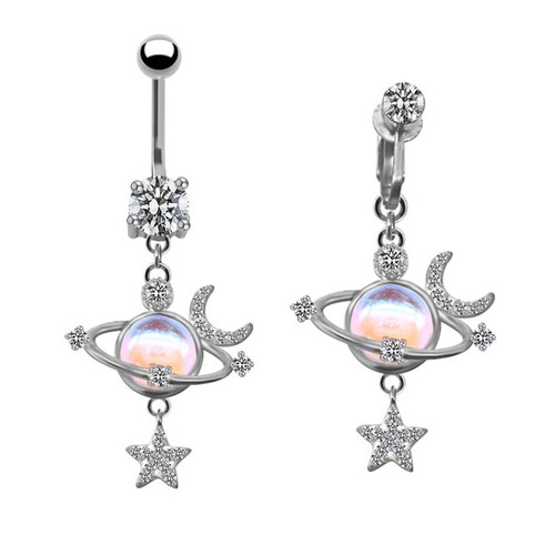 Fashion Star Navel Belly Button Rings Star Moon Navel Piercing Dangle Pendant