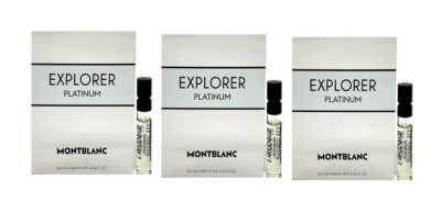 3x Mont Blanc Explorer Platinum Men Sample 0.06 oz 2 ml Eau De Parfum Spray Card