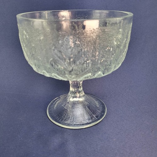 DE COLECCIÓN 1978 FTD VIDRIO TRANSPARENTE Pedestal Compote PLATO DE CARAMELO En relieve PATRÓN DE HOJA DE ROBLE - Imagen 2 de 6