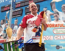 JOEY CHESTNUT SIGNED AUTOGRAPHED 8x10 PHOTO HOT DOG EATING CHAMPION BECKETT BAS