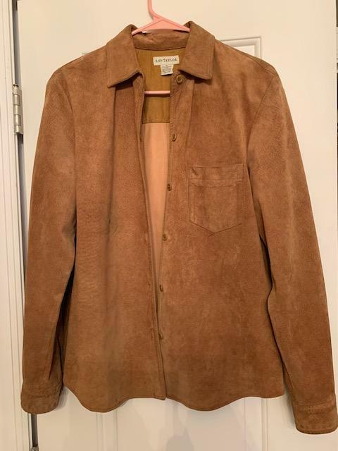 Vintage 90s Ann Taylor camel color genuine leather shirt, button 