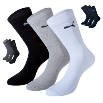 3-12 Paar Puma Herren Damen Socken Strümpfe Crew Größe 35-46 uni Frotteesohle