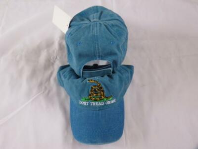 GADSDEN DON'T TREAD ON ME BLUE WASHED DISTRESSED HAT CAP (PREMIUM COTTON)