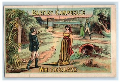 1880's Bartley Campbell Poem Card White Slave Play Victorian Trade Card P130