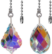 2PCS Crystal Ceiling Fan Pull Chain, Decorative Fan Pull Chain Pendant Extension