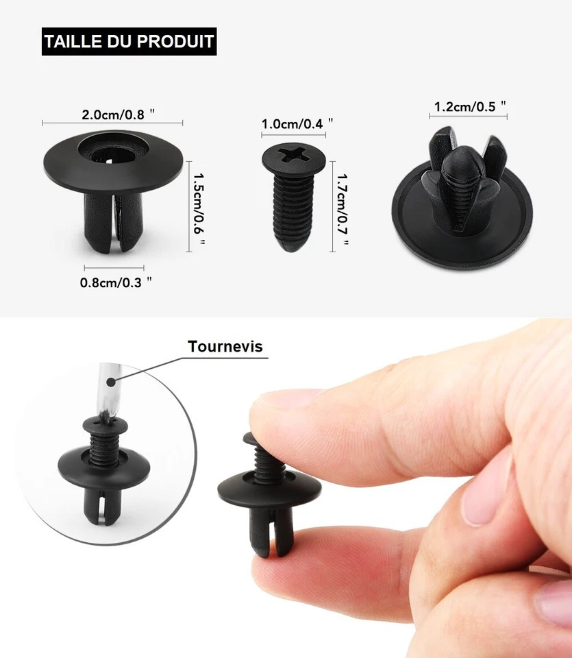 x10 Clips Fixation Universel Voiture Agrafe Pare-choc Pare-Boue Garniture 8mm ++ - Photo 3/4